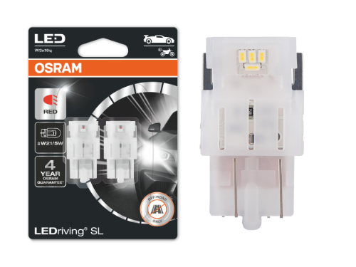 580 OSRAM LEDriving SL Range W21W 5W LED Upgrade Bulbs Red Pair